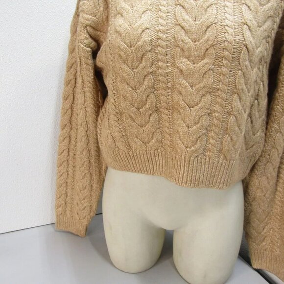 NEW DH NEW YORK Womens Eloise Crew Neck Cable Sweater Light Brown Size M - Picture 4 of 13